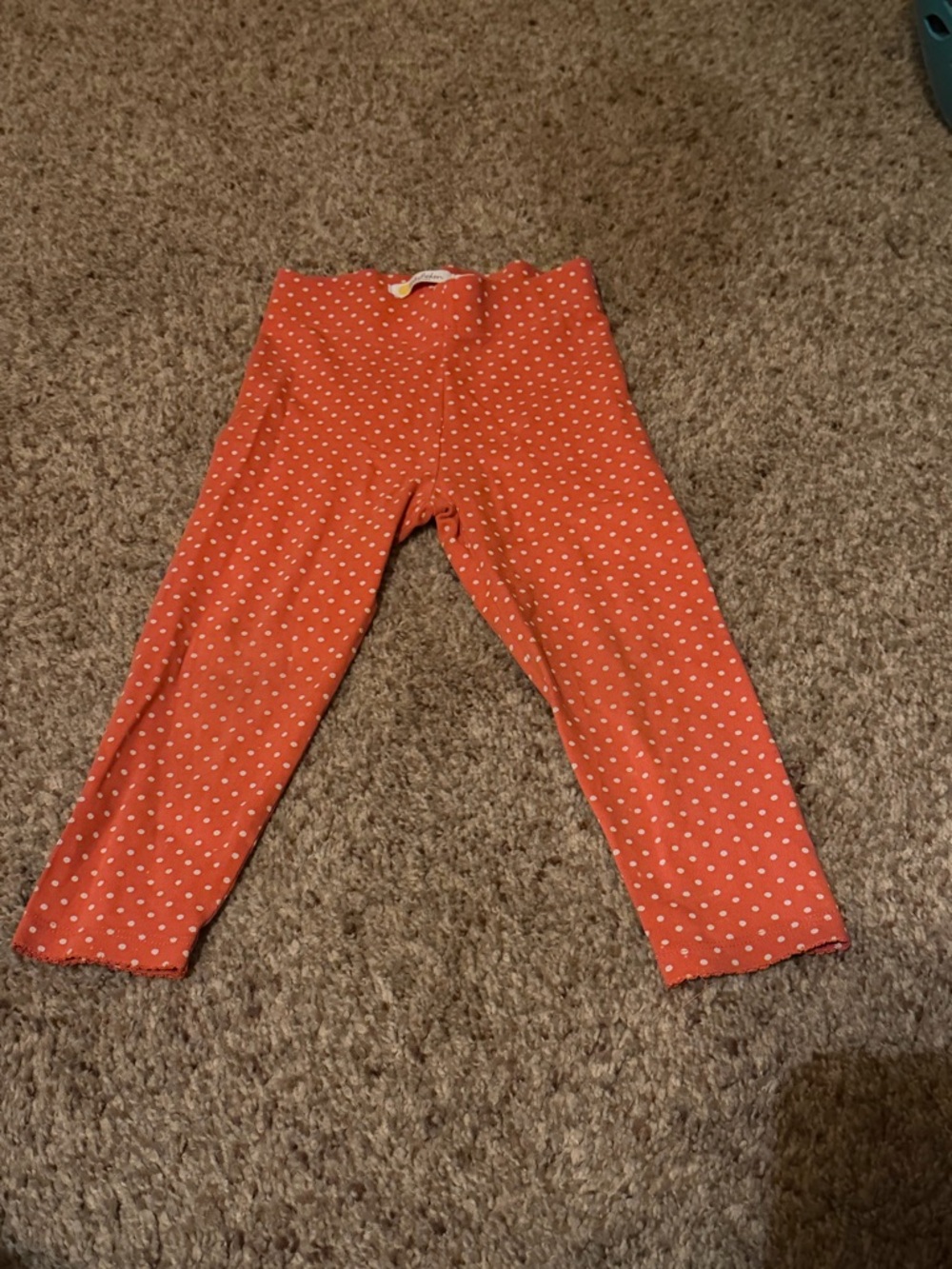 Baby Boden Coral Red Polka Dot Girls Leggings